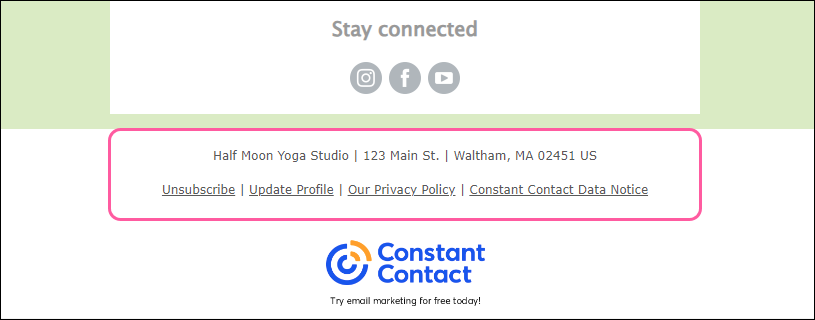 Email footer