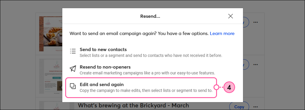 Resend options with Edit and Send Again option selected