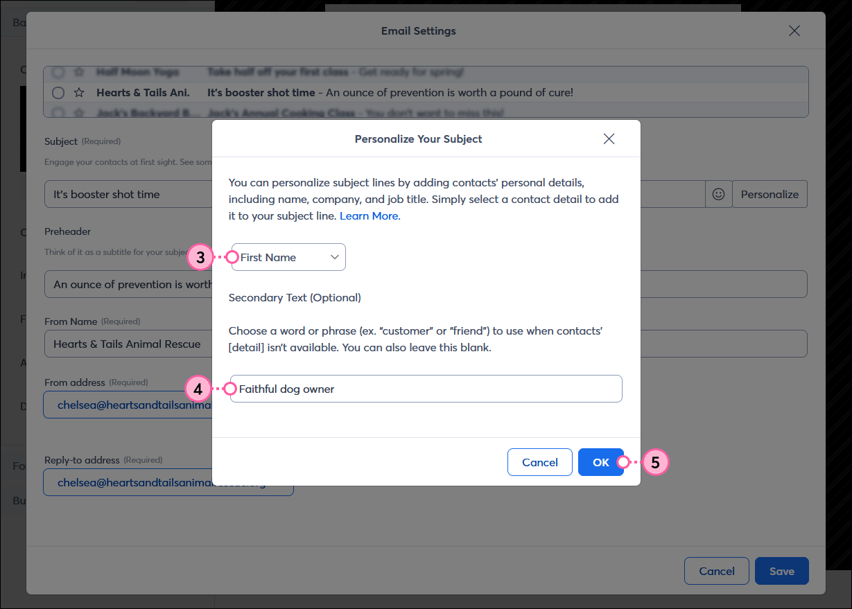Subject Line Personalization in Subject Line Field