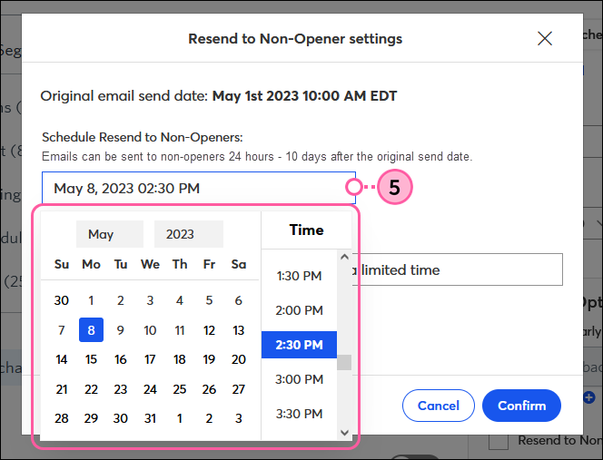 Calendar Date and Time Drop-down Menu
