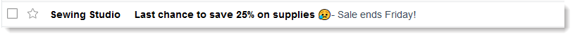 Subject Line urgency example