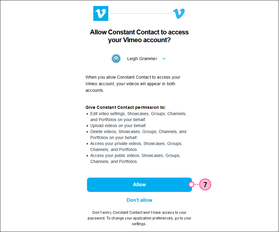 Allow Vimeo Integration