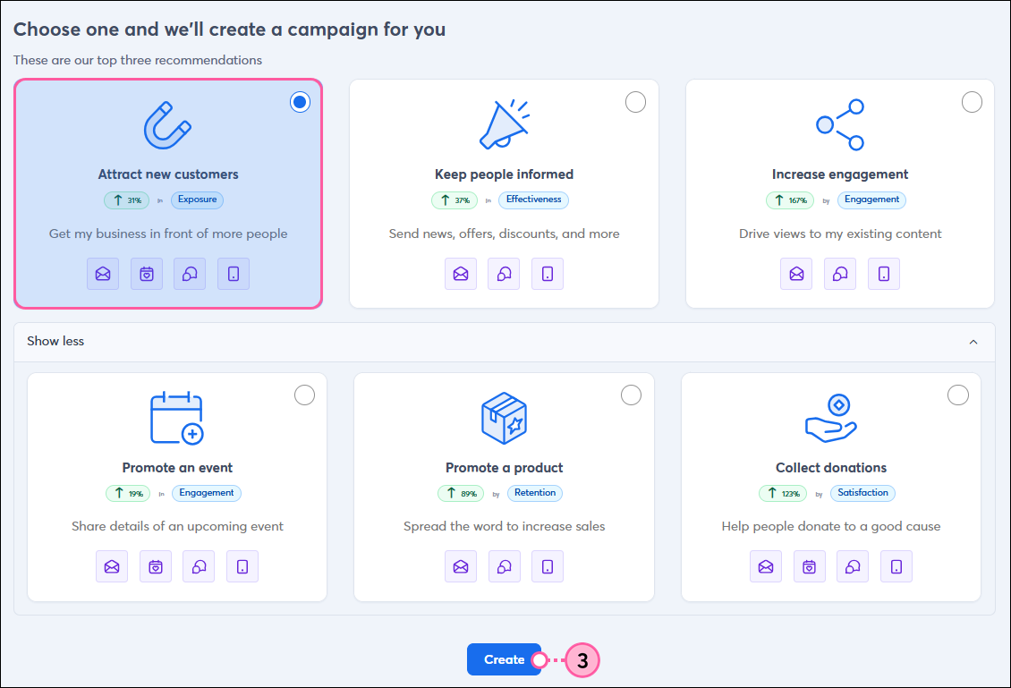 Select goal for your multi channel campaign