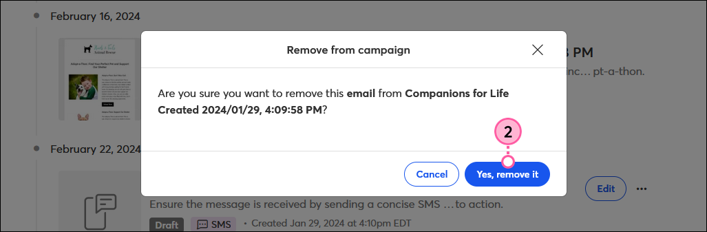 Remove from Campaign confirmation