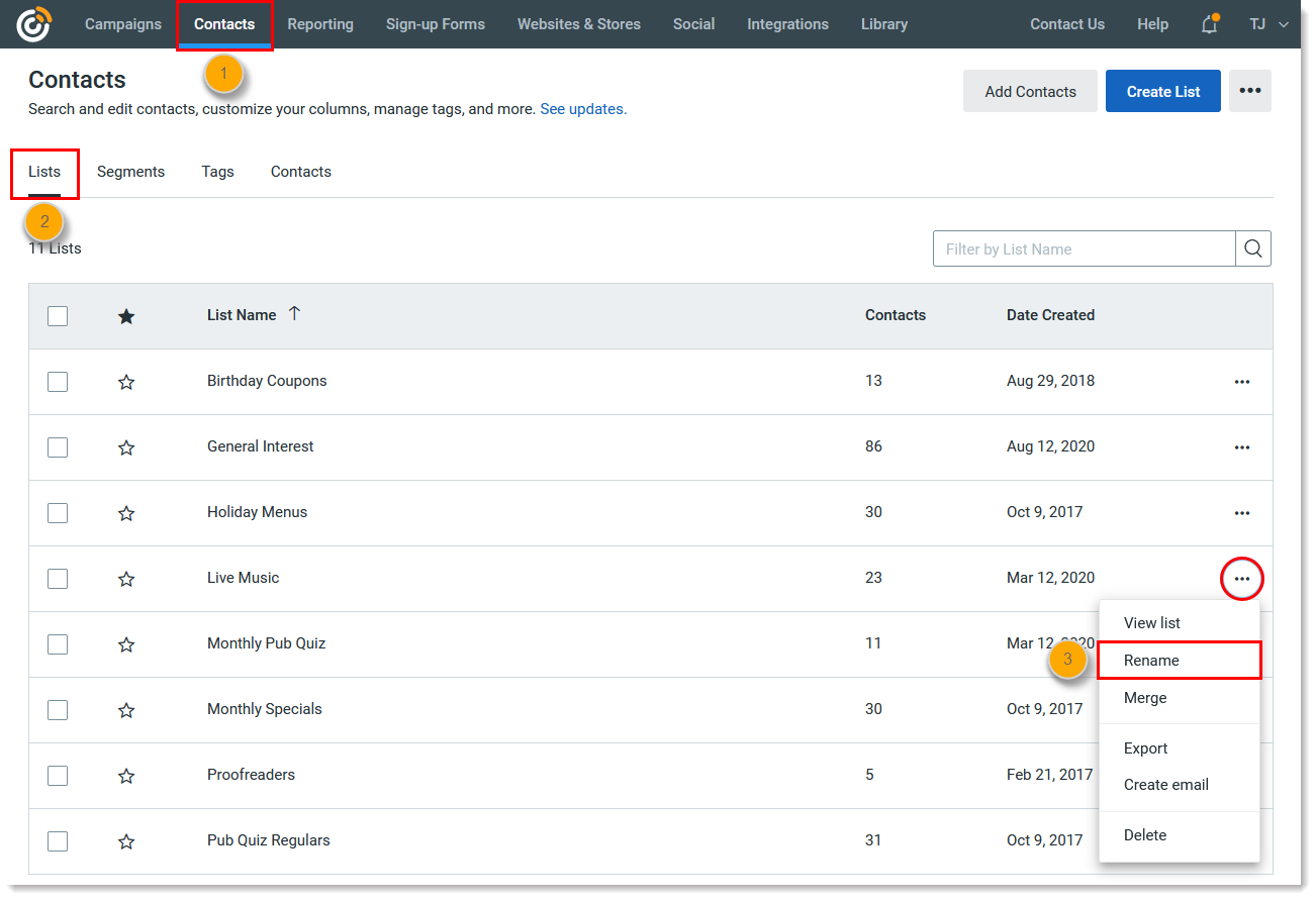 Create And Manage Contact Lists