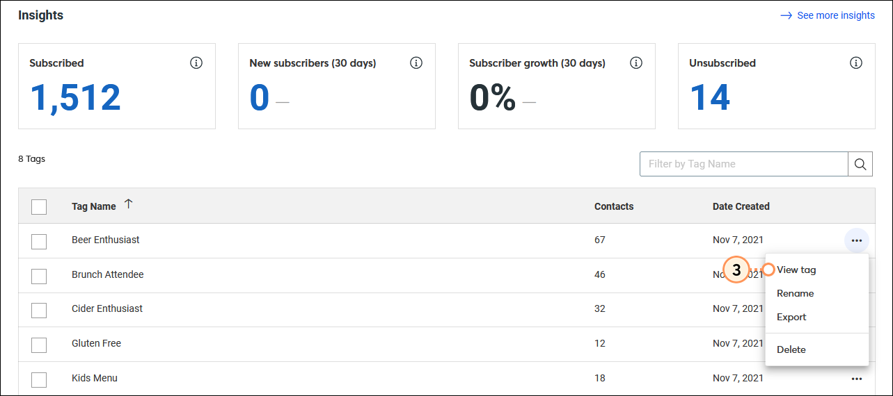Create a list from tagged contacts