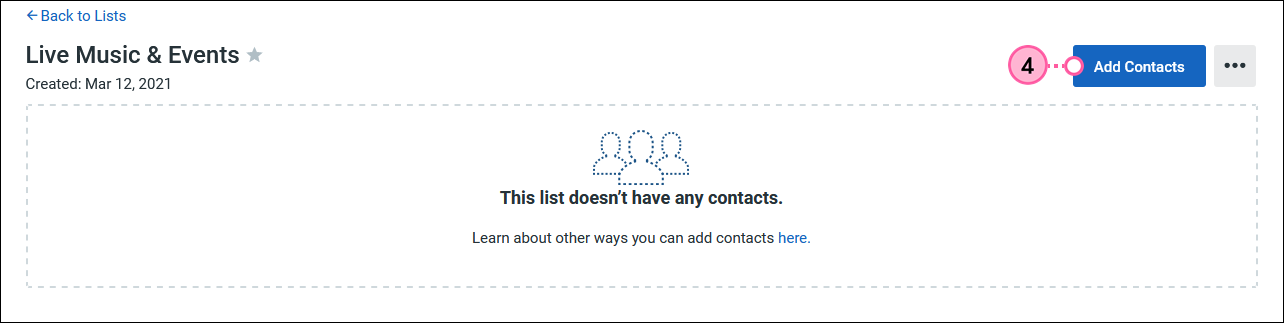 List view without contacts and Add Contacts button