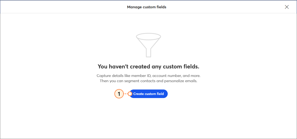 Manage Custom Fields overlay without any custom fields created