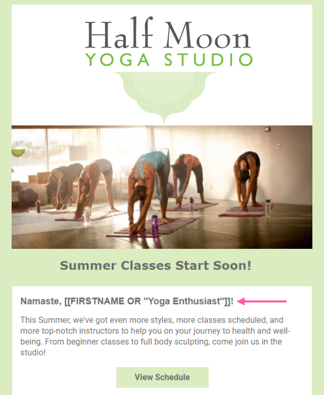 Custom code email with personalization placeholder