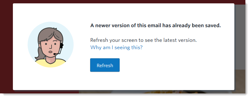 Nouvelle version du message d'erreur et bouton Actualiser