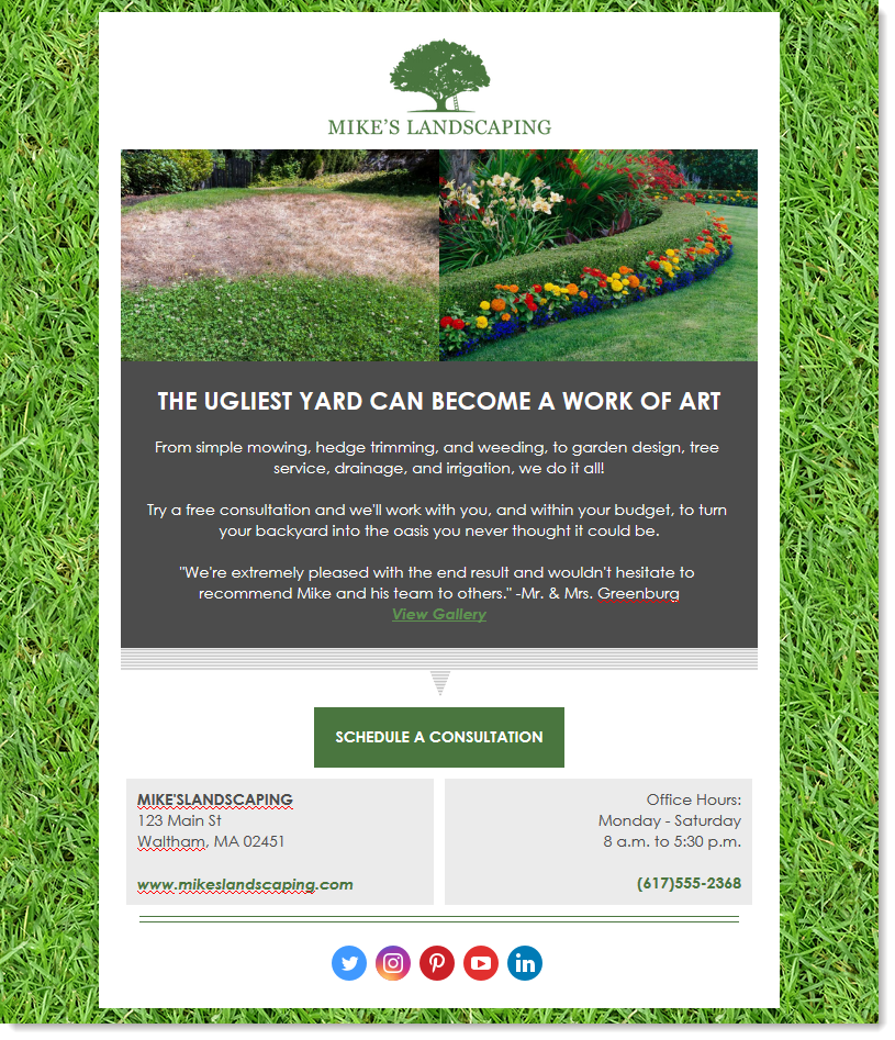 Email example with Before and After Images and Call-to-action