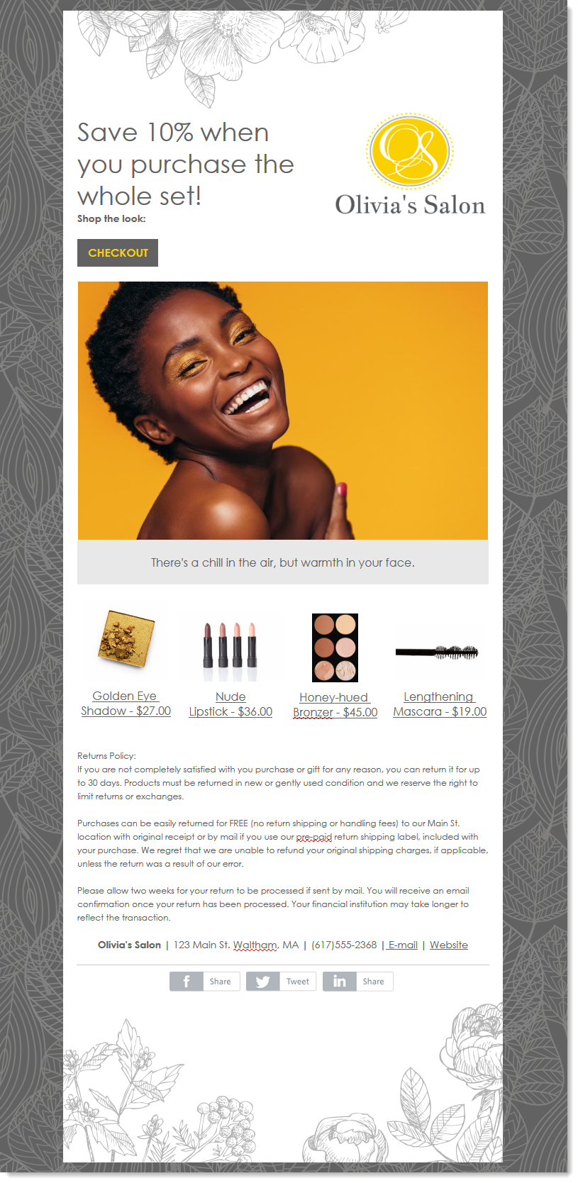 Email Example with Products and Checkout Button