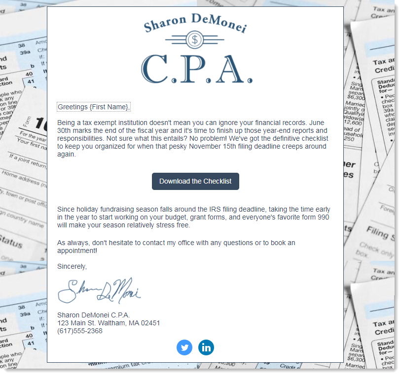 Example Email with Call-to-action Button