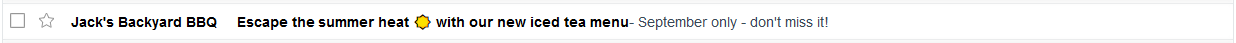 E-Mail-Betreffzeile mit Sonnen-Emoji
