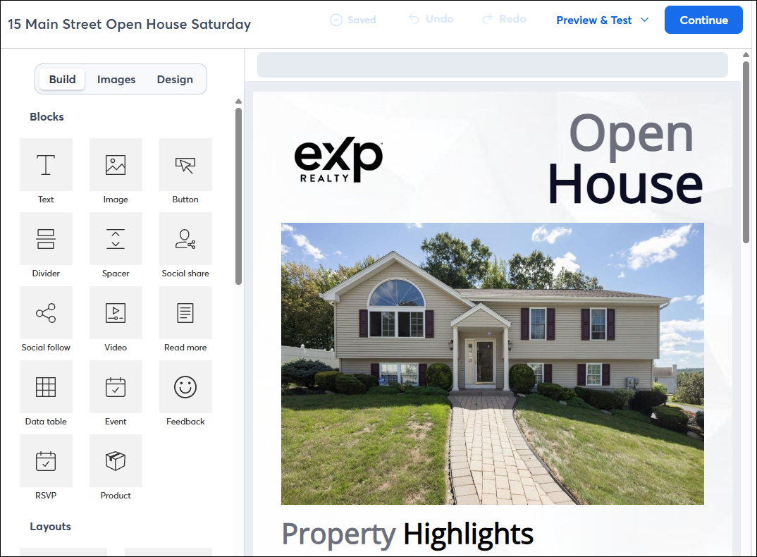 Open House Email Example Email Editor