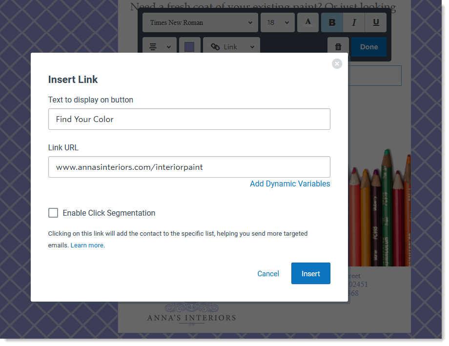 Insert Button URL