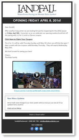 Example of an employee video in an email.