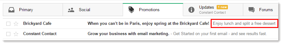 Gmail Subject Line and Preheader