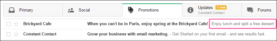 Gmail Subject Line and Preheader