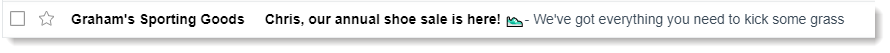 subject line and preheader example with personalization and emoji