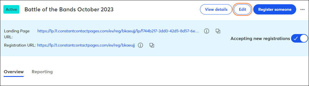 Edit an active event