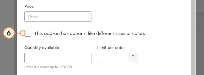 Select whether your add on has several options