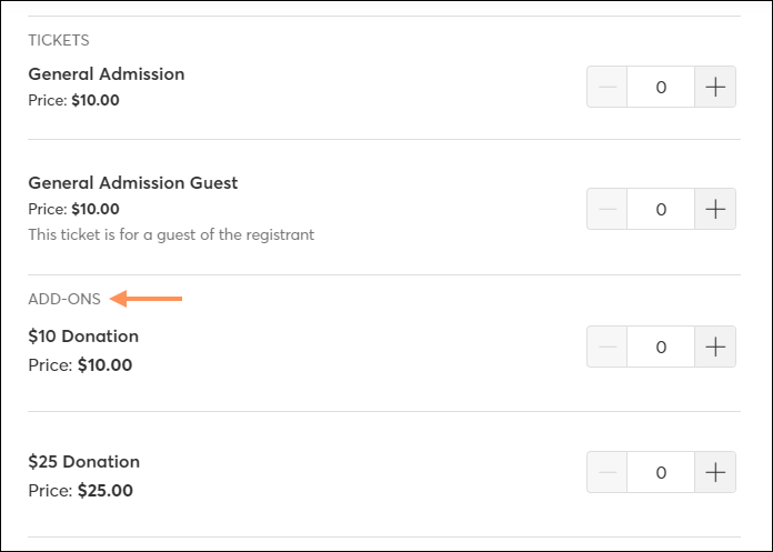 Default Add Ons Label