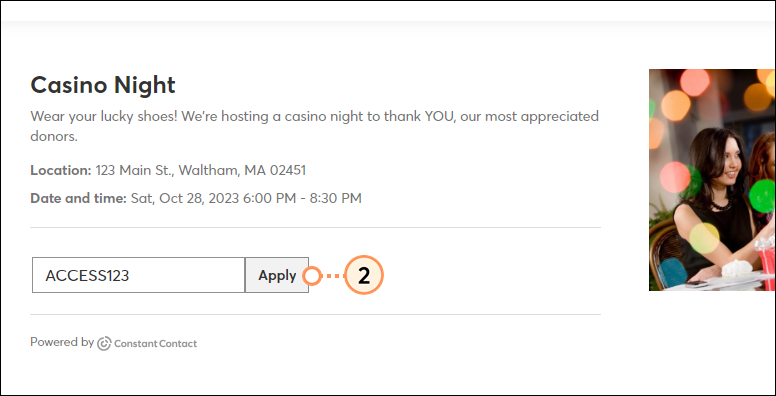 Enter code and apply