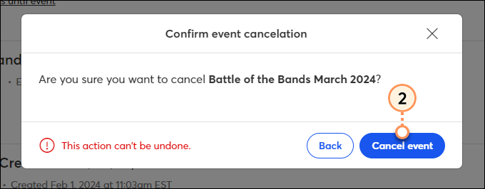 Cancel Event Confirmation