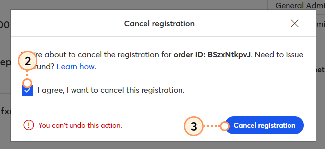 Confirm and cancel registration