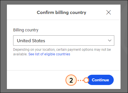 Confirm Billing Country