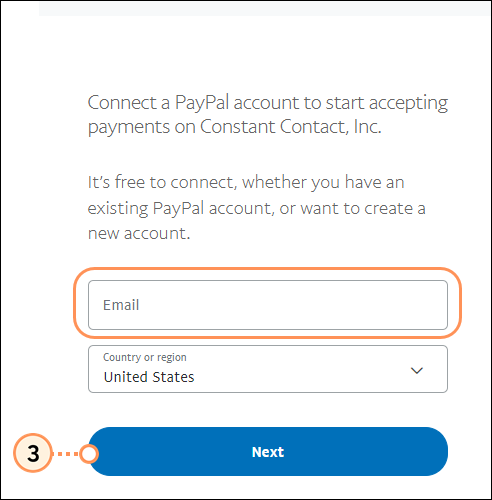 Enter PayPal account email address