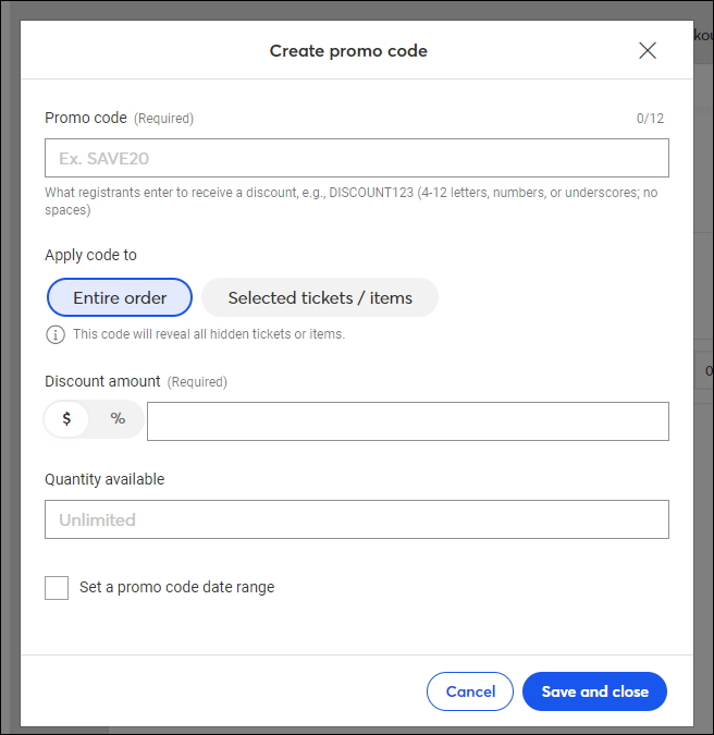 Create and activate an event