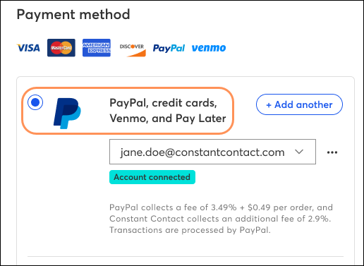 Event Digital Payments PayPal Option