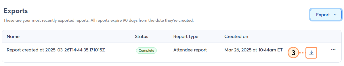 Attendee report download icon
