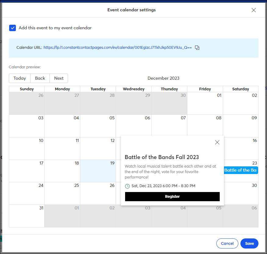 Event 2.0 Calendar