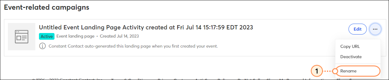Rename Event Landing Page