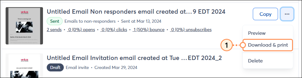 Click Download and Print from dropdown