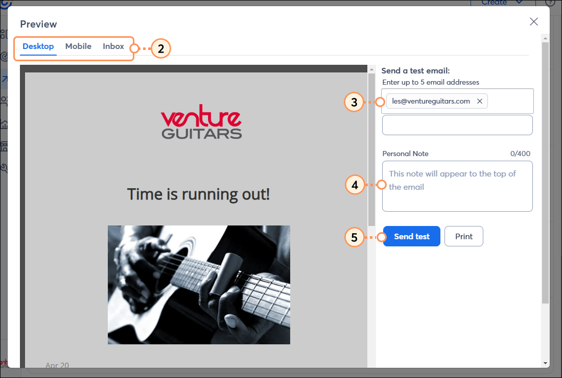 Preview email and send a test version