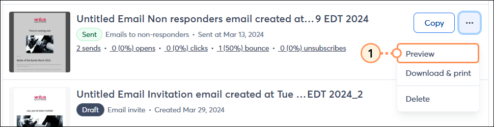 Select preview from dropdown