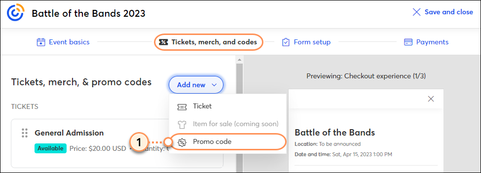 Añadir nuevo código promocional