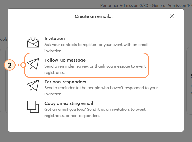 Mensaje de correo de seguimiento sobre el evento