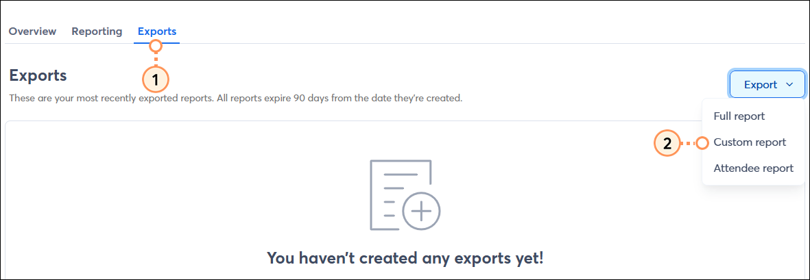 Exports Tab Custom Report