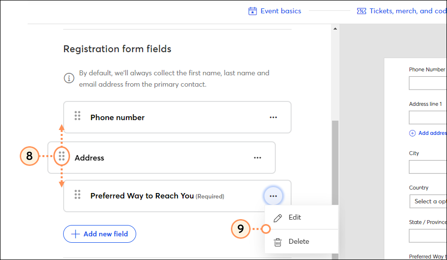 Customize your event registration form