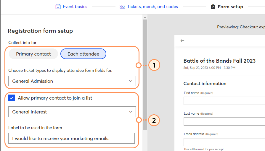 Customize your event registration form
