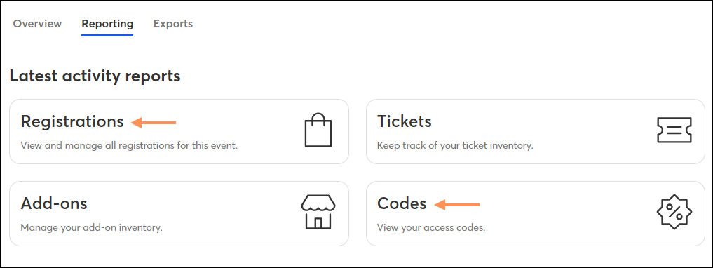 Reporting page on dashboard for free event