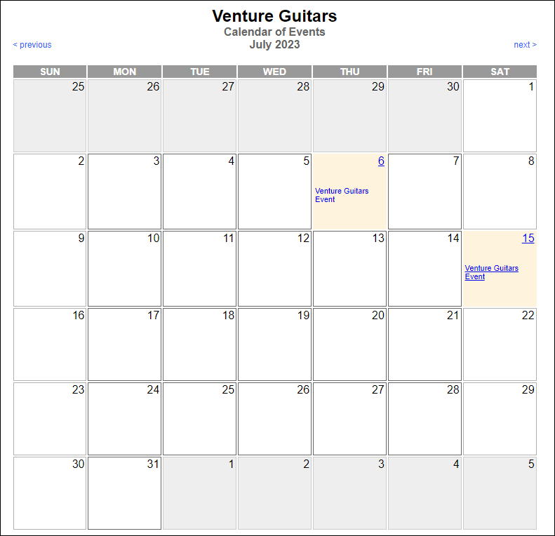 Legacy Event Calendar Preview