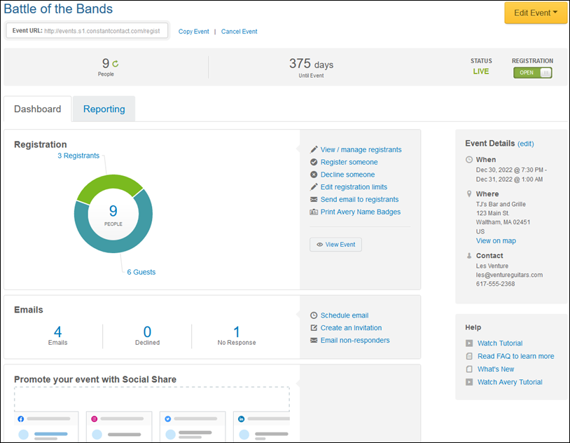 Legacy Events Dashboard