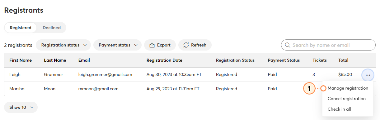 Manage Registration