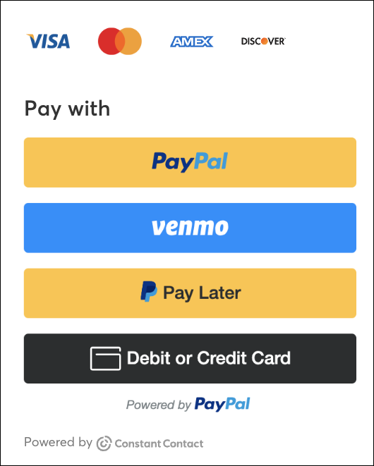 Pay With Options on Registration Form
